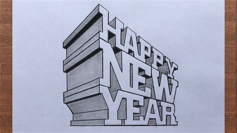 How To Draw Happy New Year In 3d Youtube