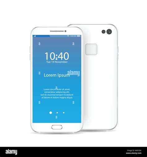 Modern White Smartphone Isolated Front And Back Of Vector Smartphone