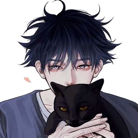 Cute Anime Boy With Cat Icon Pfp In 2022 Blue Hair Anime Boy Cute