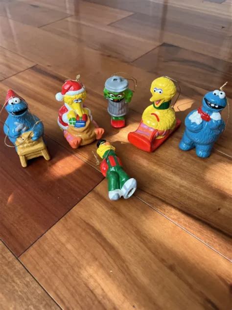 Sesame Street Christmas Ornaments Set 6 Muppet Characters Hand Painted