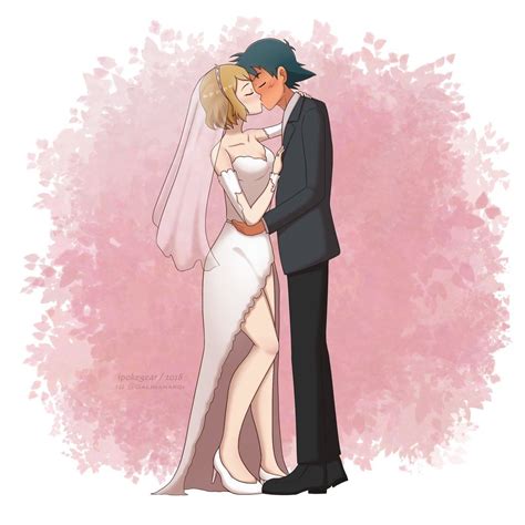 Comm Ash And Serenas Wedding Kiss By Ipokegear Pokemon Ash And Serena Serena Pokemon Pictures