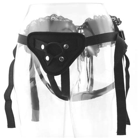 Black Lace Strap On Dildo Adjustable Penis Strapon Corset Style
