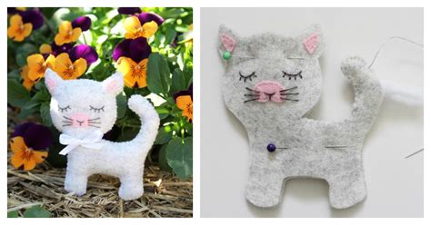 Diy cat bed sewing pattern with personalized fabric from @joannstores | see kate sew. Felt Kitty Cat Free Sewing Pattern and Template