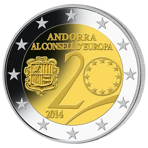 2 Euro Münze Andorra 2014 20 Jahre Mitgliedschaft Europarat Münzen