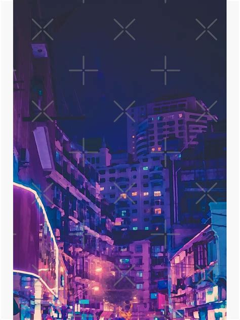 Nostalgia Neon City Lights Lofi Purple Aesthetic Canvas Print For