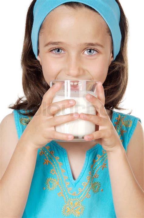 Girl Drinking Milk Stock Image Colourbox