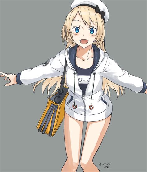 safebooru 1girl alternate costume bag blonde hair blue eyes blue swimsuit blush collarbone