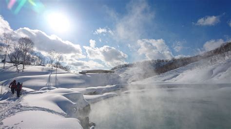 Snow Surrounded Onsen Hokkaido Japan Oc 3840x2160 Nature