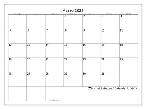 Calendario Marzo De 2023 Para Imprimir “51ds” Michel Zbinden Pa