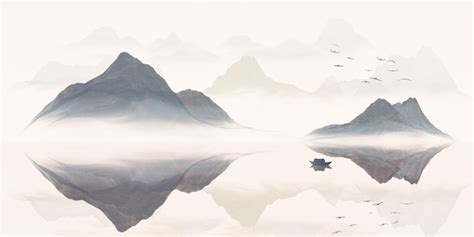 Premium Photo Chinese Style Ink Painting Mountains