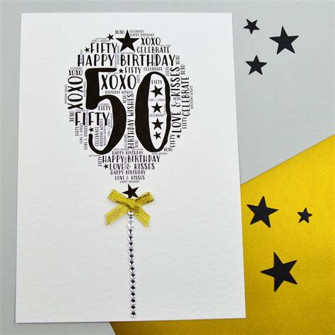 Turning 50 is such an exciting milestone: 50th Happy Birthday Balloon Sparkle Card By Sew Very ...