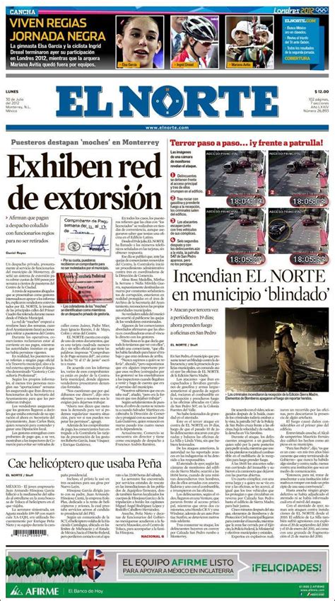 Periódico El Norte México Periódicos De México Edición De Lunes 30