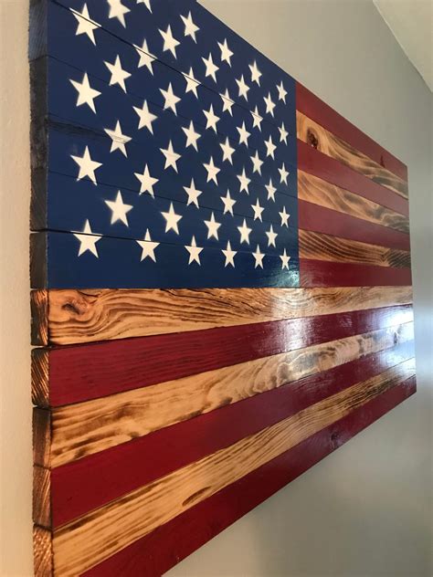 Rustic Burnt Wood American Flag Etsy