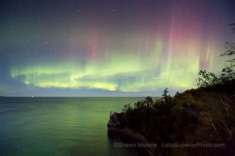 Aurora Borealis Northern Lights In The Upper Peninsula Of Michigan A