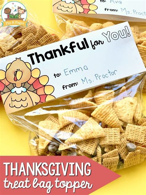 Thanksgiving Treat Bag Topper With The Words Thank You For Giving From