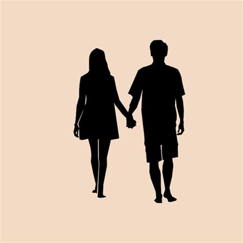 Premium Vector Couple Walking And Holding Hands Silhouette