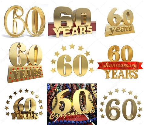 Conjunto De Número Sesenta Años 60 Años Diseño De Celebración