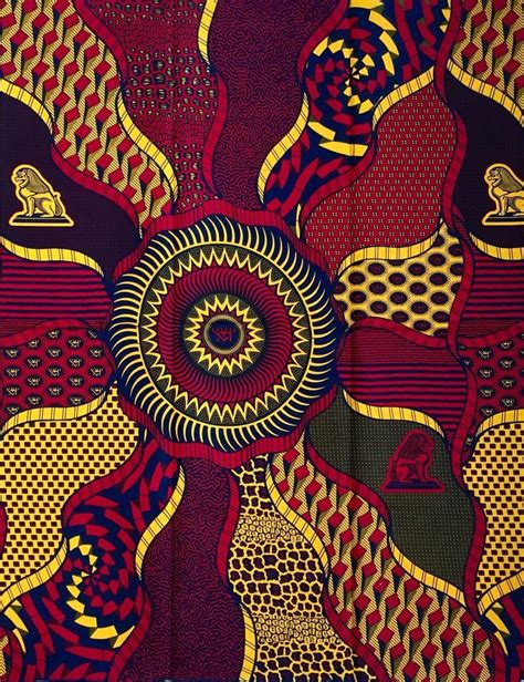 African Fabric Ankara Red Marigold Navy Pharoah Design Yard Or Wholesale African Pattern