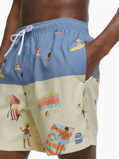John Lewis And Partners Recycled Poly Beach Scene Swim Shorts Blue Multi