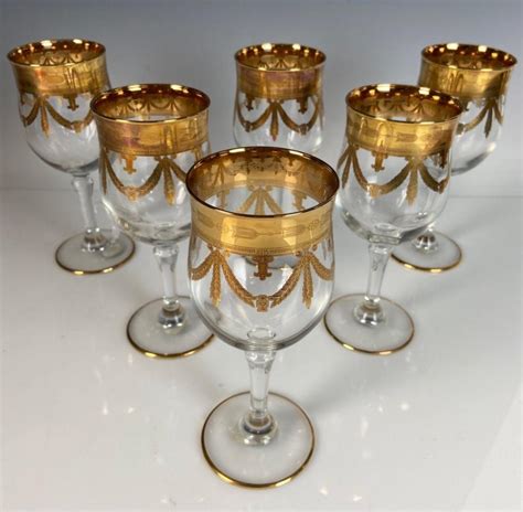 Sold Price Set Of 6 Gilt Wine Glasses Invalid Date Pdt