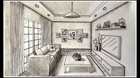 Diy Living Room Drawing A Living Room In One Point Perspective Time