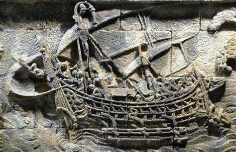 Relief Of A Large Ship Sailing At Borobudur Temple