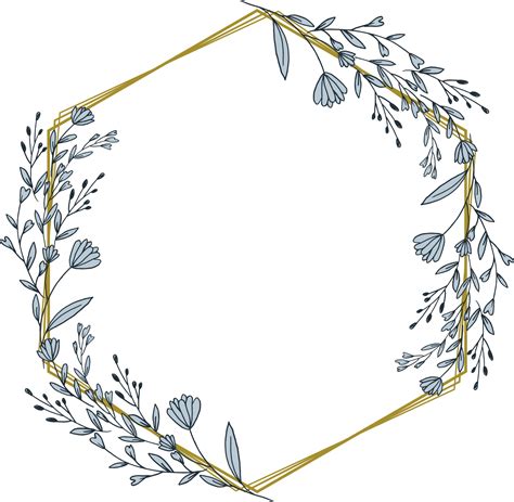 Gold Hexagon Frame Minimalist Floral Wreath Or Hexagon Floral Frame