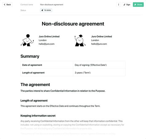 non disclosure agreement nda template free to download