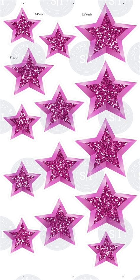 Pink Glitter Stars Pieces Signs By Si