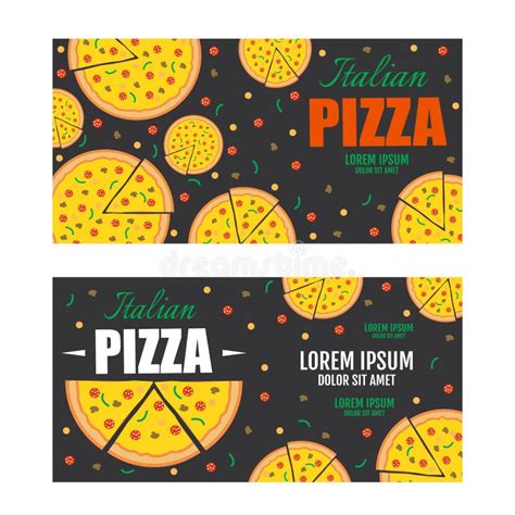 Pizza Flyer Vector Template Two Pizza Banners T Voucher Stock