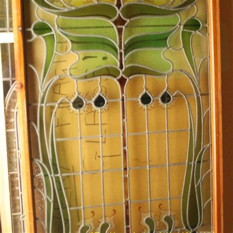 Ref Ed331 2 Edwardian Stained Glass Windows Art Nouveau Tomkinson Stained Glass