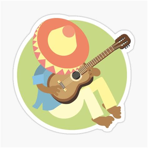 A Charro With His Guitar Sticker For Sale By Mia Colors Redbubble