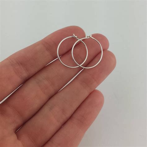 Thin Small Sterling Silver Hoop Earrings Gauge Wire Etsy Canada