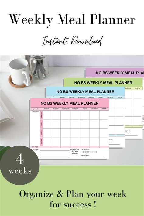 Weekly Meal And Exercise Planner Etsy In 2022 Weekly Meal Planner