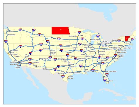 States In Which The Most Significant Interstate Highway Is Not A
