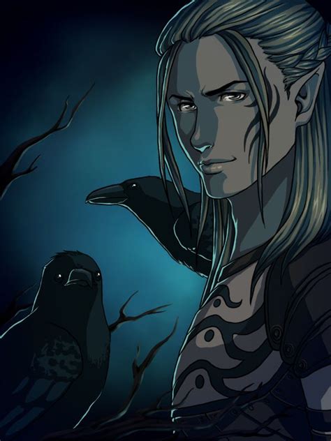A Woman Standing Next To A Crow On Top Of A Dark Background With Two Crows