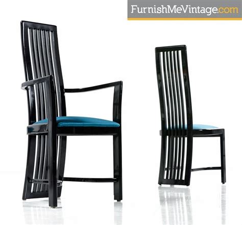 Few things in life exude more class than elegant real leather dining chairs, and that means. Asian Modern Black Lacquer High Back Dining Chairs Made in ...
