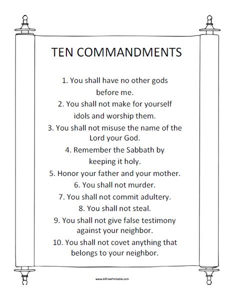 Free Catholic Ten Commandments Printable Printable Templates