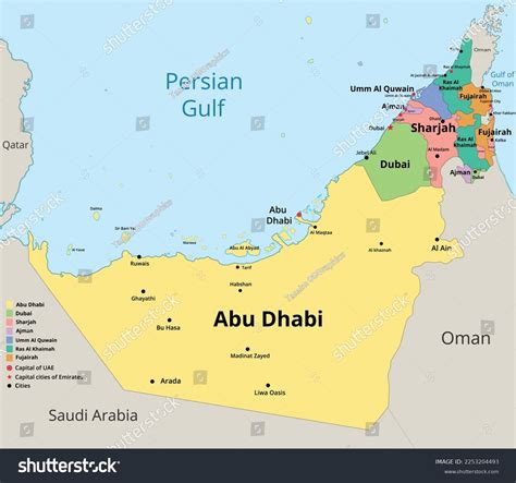 UAE Map Flat Vector With High Details United Royalty Free Stock