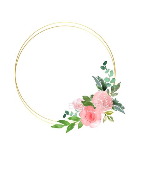 Gold Blush Clip Art Pink Flowers Watercolor Wreath Etsy