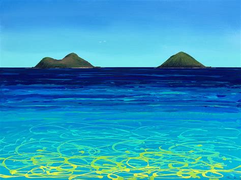 Mokulua Ocean Reflection 40x30 Hawaii Painting Thomas Deir Studios