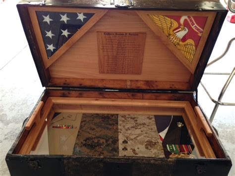 Tammys Antique Trunk Used As Marine Retirement Shadow Box And Storage