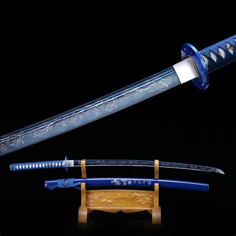 Blue Blade Katana Handmade Japanese Katana Samurai Sword With Blue