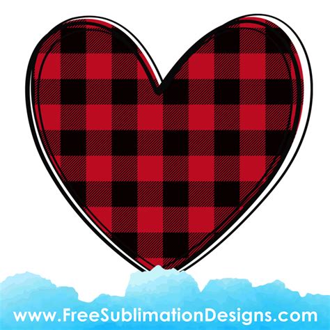 Free Sublimation Print - Red Buffalo Plaid Heart PNG File png image
