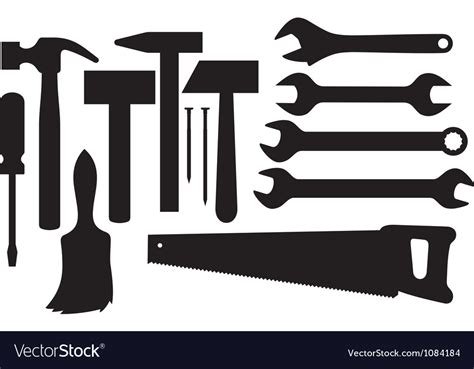 Black Silhouettes Of Hand Tools Royalty Free Vector Image