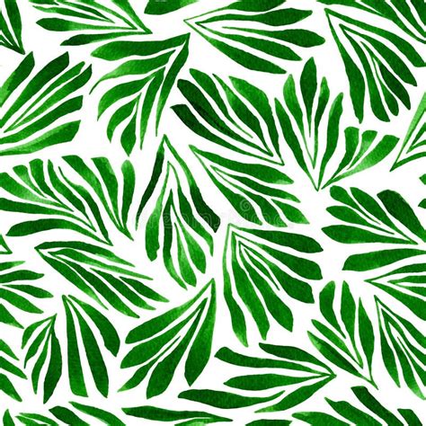Abstract Tropical Pattern Watercolor Background With Abstract Leaf