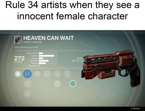 Rule 34 Artists When They See An Innocent Female Character Destiny Guns Heaven Can Wait