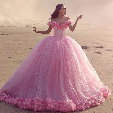 Custom Pink Quinceanera Dresses Debutante Long Tail Quinceanera Gowns Flowers Decorated Vestidos
