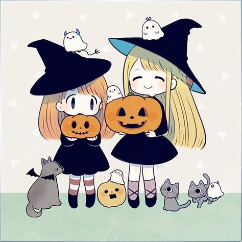 Pin By ☾ 𝓝𝓱𝓾𝓷𝓰 ☾ On Cute 2 Anime Witch Anime Chibi Kawaii Halloween