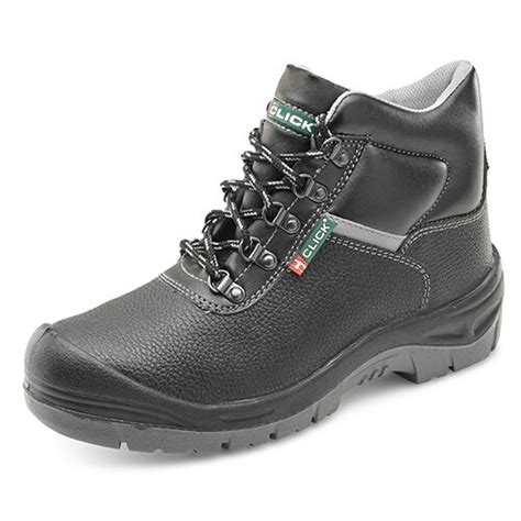 Click Footwear 5 Ring Dual Density Safety Boots S3 Puleather Size 65 40 Black Steel Toe